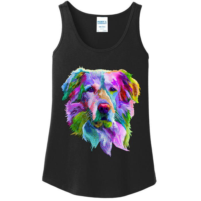 Colorful Golden Retriever Ladies Essential Tank