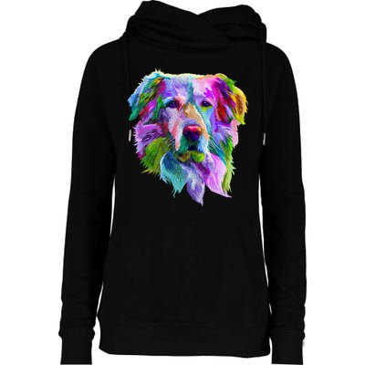 Colorful Golden Retriever Womens Funnel Neck Pullover Hood