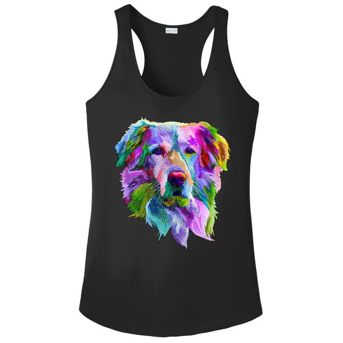 Colorful Golden Retriever Ladies PosiCharge Competitor Racerback Tank