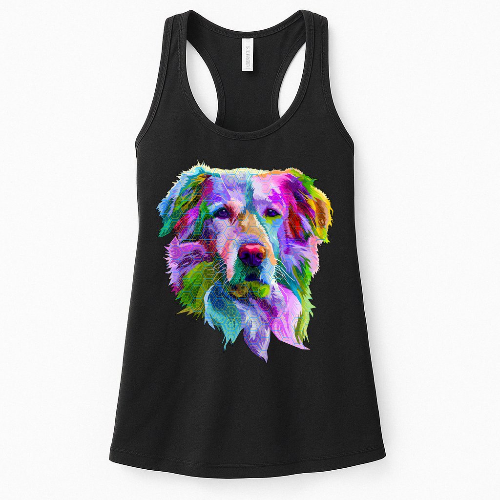 Colorful Golden Retriever Womens Tank Top