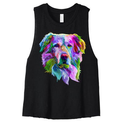 Colorful Golden Retriever Women's Racerback Cropped Tank