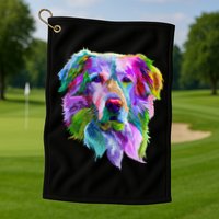 Colorful Golden Retriever Golf Towel
