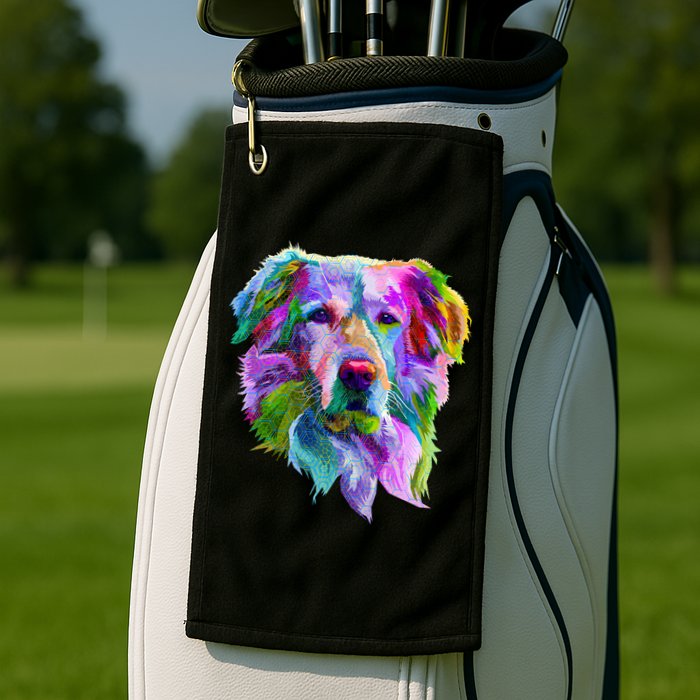 Colorful Golden Retriever Golf Towel