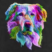 Colorful Golden Retriever Golf Towel