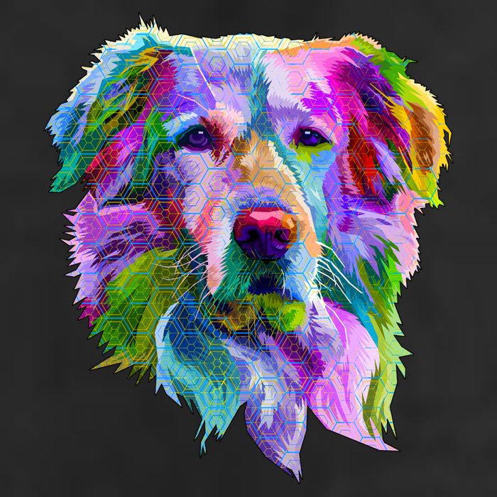 Colorful Golden Retriever Golf Towel