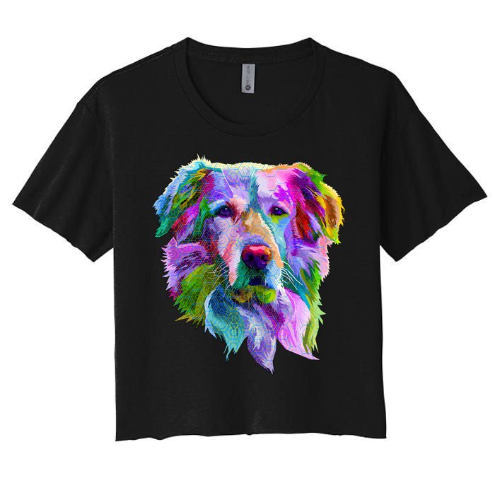 Colorful Golden Retriever Women's Crop Top Tee