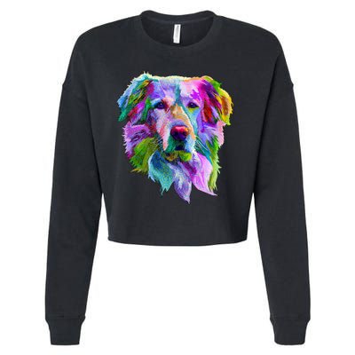 Colorful Golden Retriever Cropped Pullover Crew