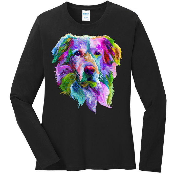 Colorful Golden Retriever Ladies Long Sleeve Shirt