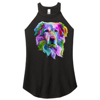 Colorful Golden Retriever Women's Perfect Tri Rocker Tank