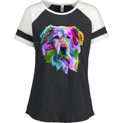 Colorful Golden Retriever Enza Ladies Jersey Colorblock Tee