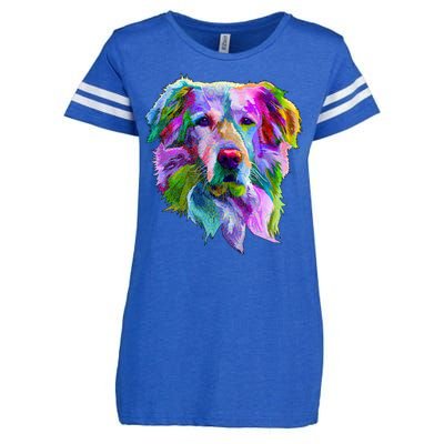 Colorful Golden Retriever Enza Ladies Jersey Football T-Shirt