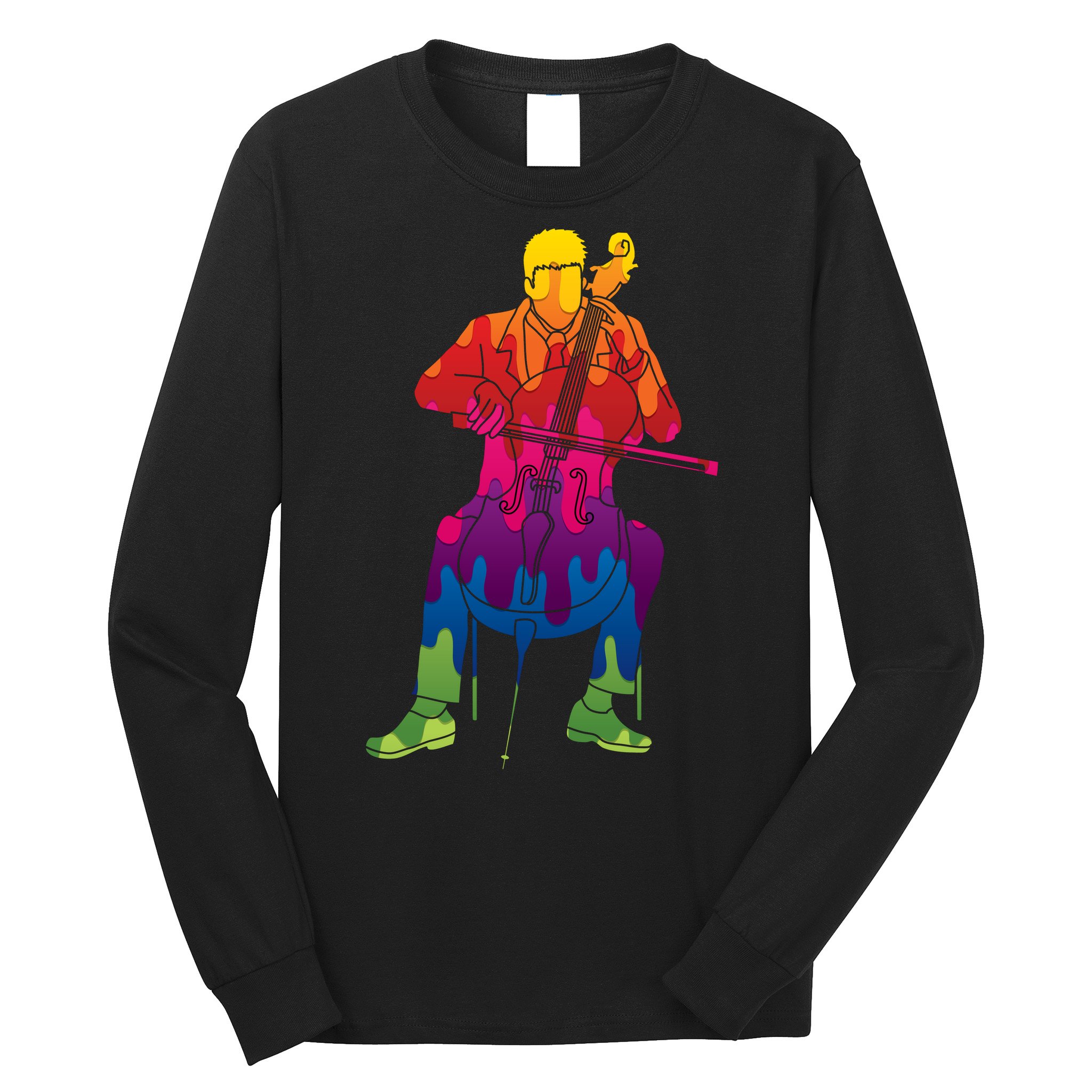 Colorful Guy Playing The Cello Long Sleeve Shirt