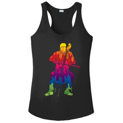 Colorful Guy Playing The Cello Ladies PosiCharge Competitor Racerback Tank