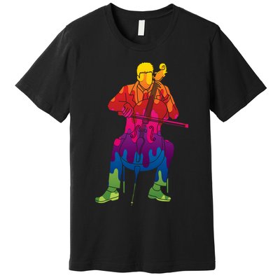 Colorful Guy Playing The Cello Premium T-Shirt