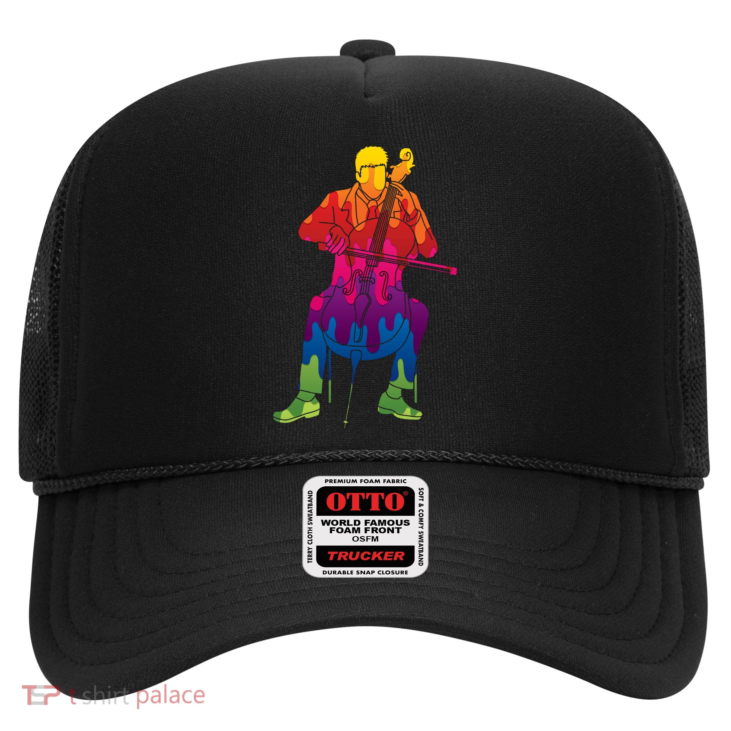 Colorful Guy Playing The Cello Trucker Hat