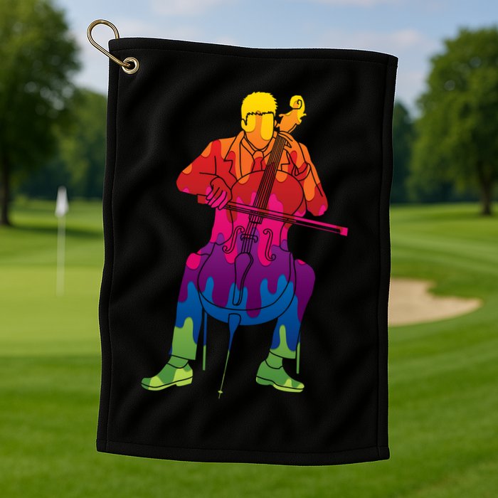 Colorful Guy Playing The Cello Golf Towel
