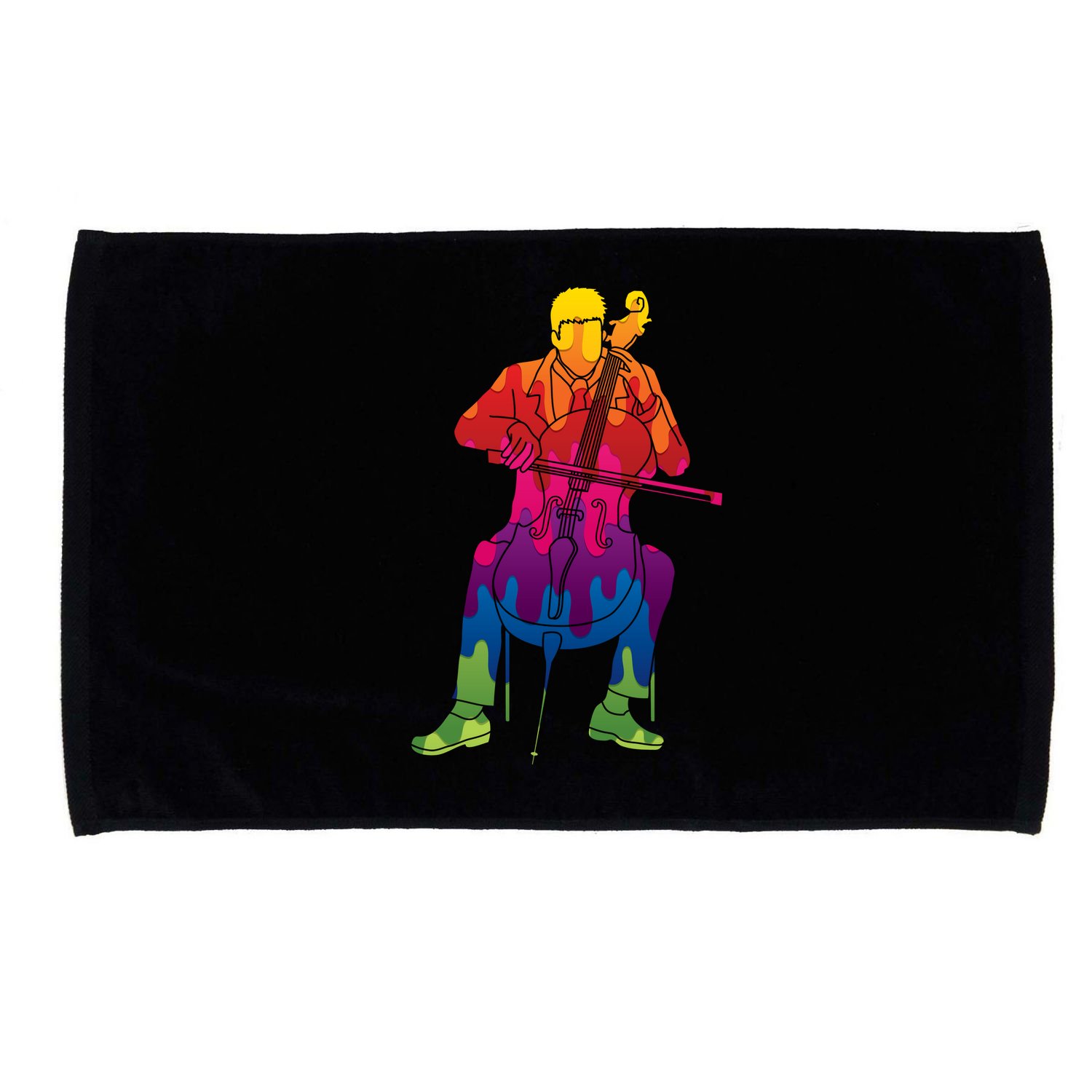 Colorful Guy Playing The Cello Microfiber Hand Towel