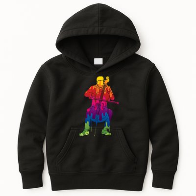 Colorful Guy Playing The Cello Kids Hoodie
