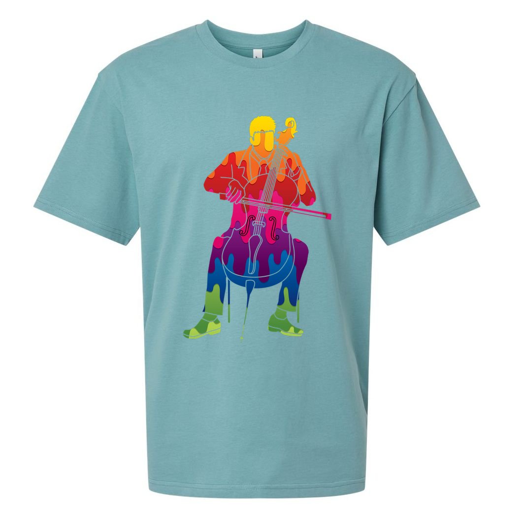 Colorful Guy Playing The Cello Sueded Cloud Jersey T-Shirt