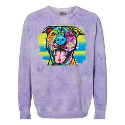 Colorful Happy Pitbull Colorblast Crewneck Sweatshirt