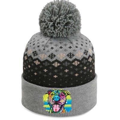 Colorful Happy Pitbull The Baniff Cuffed Pom Beanie