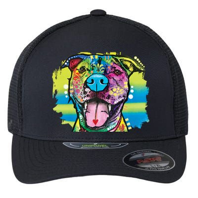 Colorful Happy Pitbull Flexfit Unipanel Trucker Cap