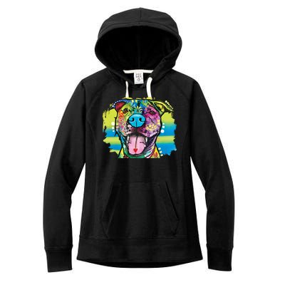 Colorful Happy Pitbull Women's Fleece Hoodie