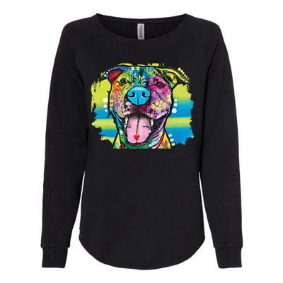 Colorful Happy Pitbull Womens California Wash Sweatshirt