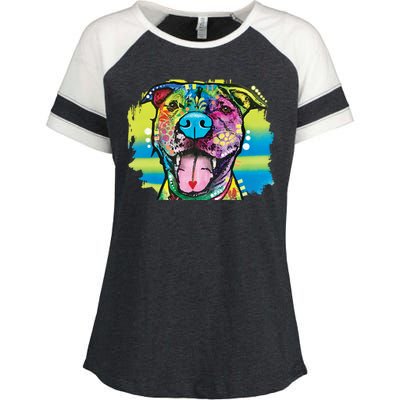 Colorful Happy Pitbull Enza Ladies Jersey Colorblock Tee