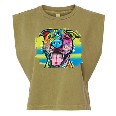 Colorful Happy Pitbull Garment-Dyed Women's Muscle Tee