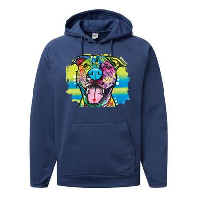 Colorful Happy Pitbull Performance Fleece Hoodie