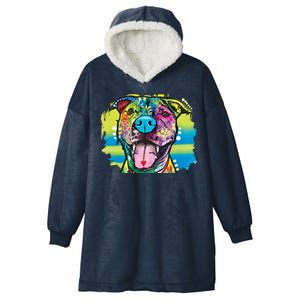 Colorful Happy Pitbull Hooded Wearable Blanket