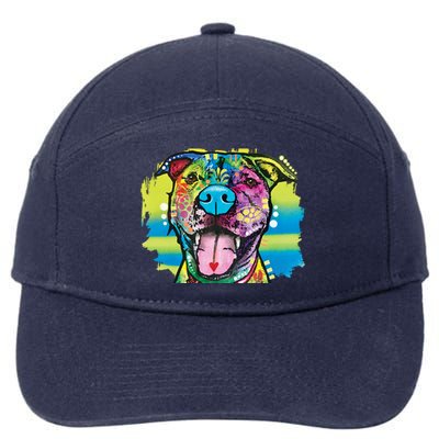 Colorful Happy Pitbull 7-Panel Snapback Hat