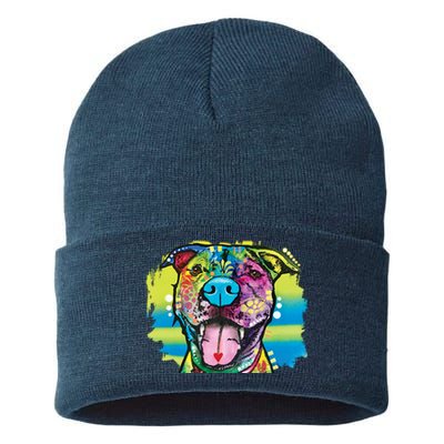 Colorful Happy Pitbull Sustainable Knit Beanie