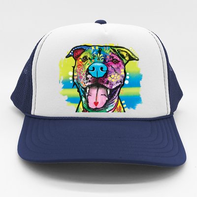 Colorful Happy Pitbull Trucker Hat