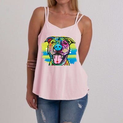 Colorful Happy Pitbull Women's Strappy Tank