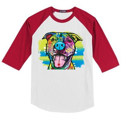 Colorful Happy Pitbull Kids Colorblock Raglan Jersey