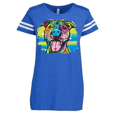 Colorful Happy Pitbull Enza Ladies Jersey Football T-Shirt