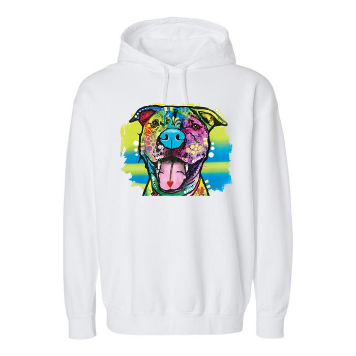 Colorful Happy Pitbull Garment-Dyed Fleece Hoodie