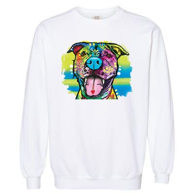 Colorful Happy Pitbull Garment-Dyed Sweatshirt