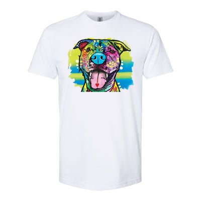 Colorful Happy Pitbull Softstyle CVC T-Shirt