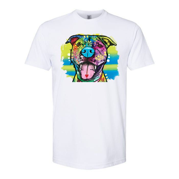 Colorful Happy Pitbull Softstyle CVC T-Shirt