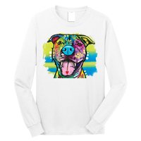 Colorful Happy Pitbull Long Sleeve Shirt