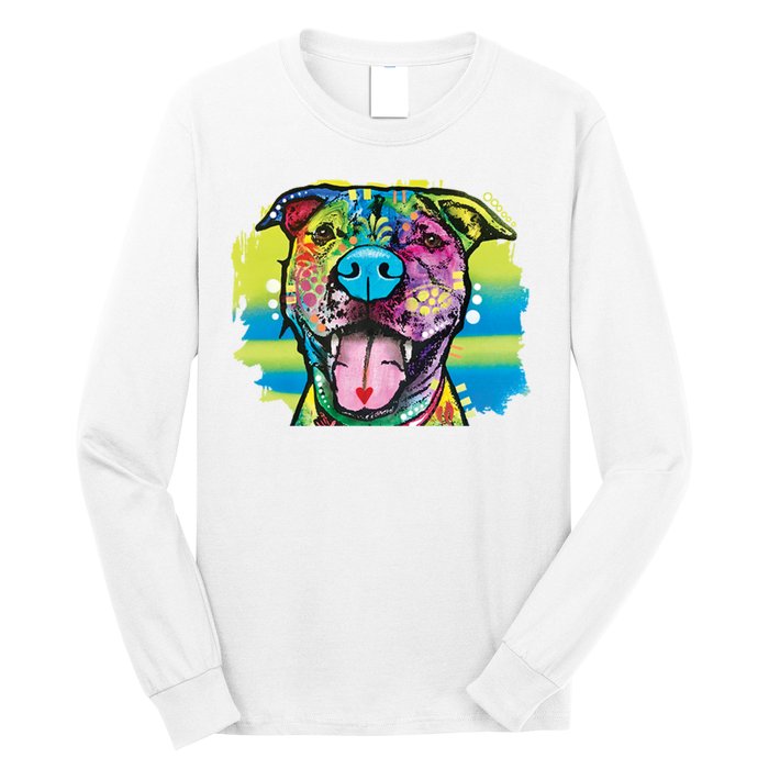 Colorful Happy Pitbull Long Sleeve Shirt