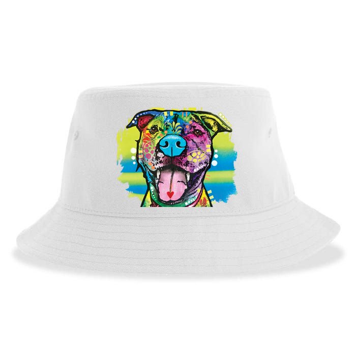 Colorful Happy Pitbull Sustainable Bucket Hat