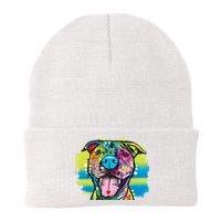 Colorful Happy Pitbull Knit Cap Winter Beanie