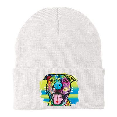 Colorful Happy Pitbull Knit Cap Winter Beanie