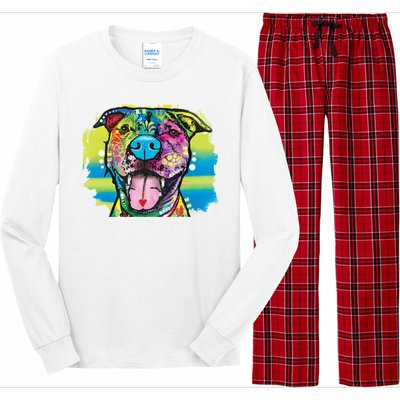 Colorful Happy Pitbull Long Sleeve Pajama Set