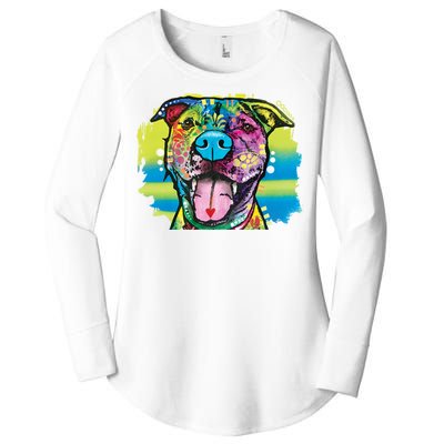 Colorful Happy Pitbull Women's Perfect Tri Tunic Long Sleeve Shirt