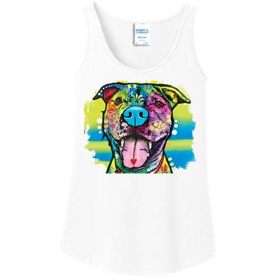 Colorful Happy Pitbull Ladies Essential Tank